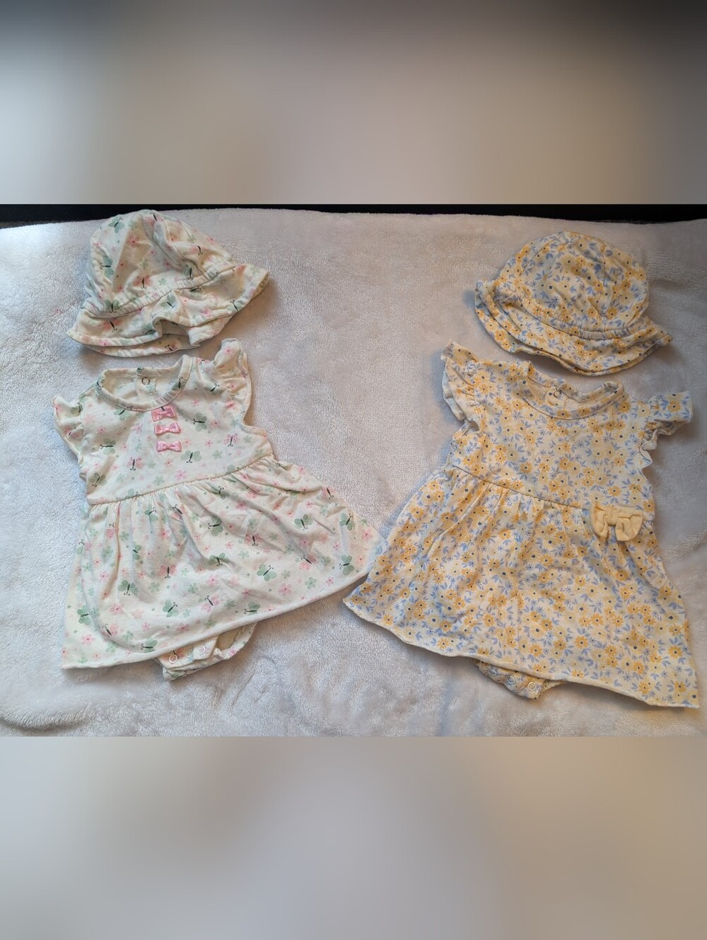 Rene Rofe Baby 0-3M Dress Romper & Sun Hat Bundle Floral 4-Piece Set